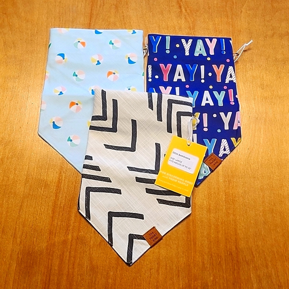 3 NWT Foggy Dog size large bandanas